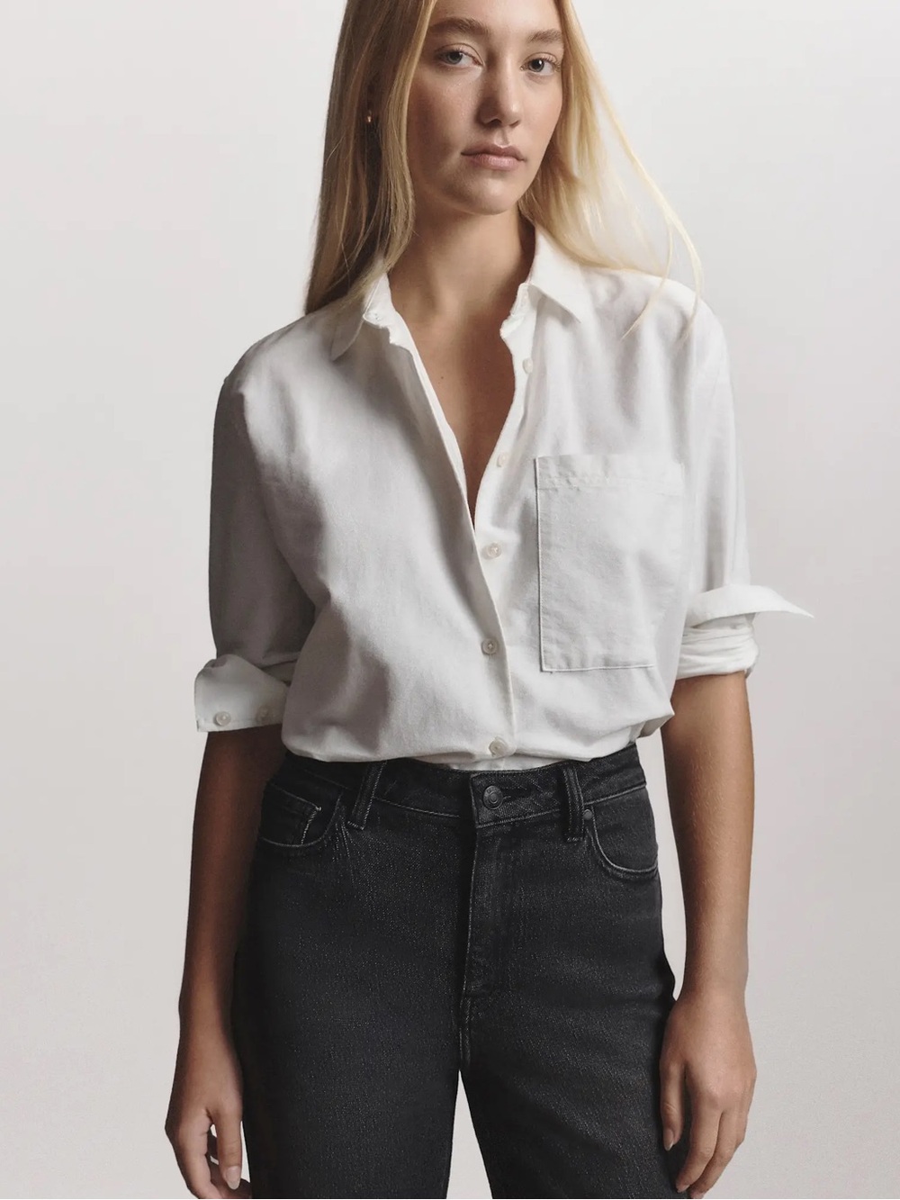 Quince Organic Cotton Relaxed Oxford Button Down Shirt NWT White size M